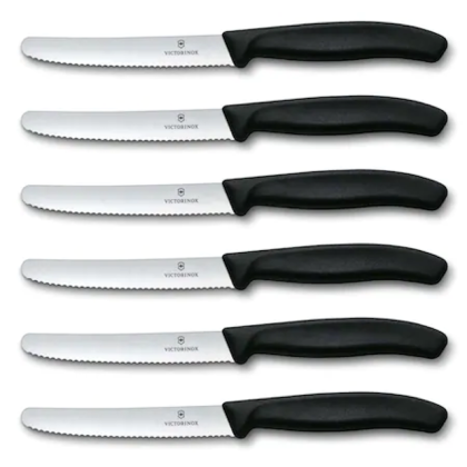 Set 6 cutite cu lama zimtata Victorinox negru 6.7833