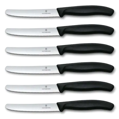 Set 6 cutite cu lama zimtata Victorinox negru 6.7833
