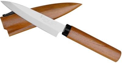 Cutitas Japonez Satake pentru fructe in teaca de lemn 420J2