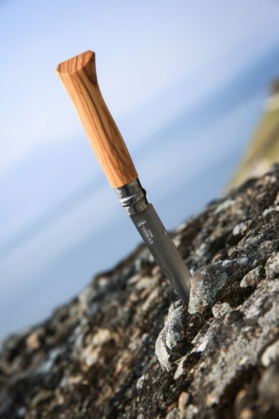 Cutit de buzunar N°08, inox, 8,5cm, "Tradition Luxe", Olive - Opinel