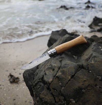 Cutit de buzunar N°09, inox, 9cm, "Tradition Luxe", Oak - Opinel