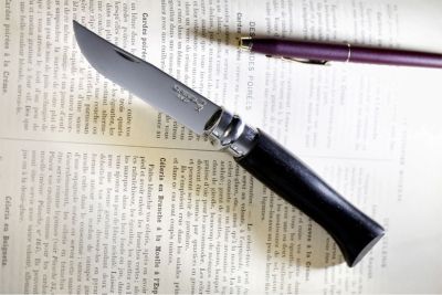 Cutit de buzunar N°08, inox, 8,5cm, "Tradition Luxe", Ebony - Opinel