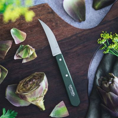 Cutit pentru decojit N°114, inox, 7cm, "Les Essentiels", Green - Opinel