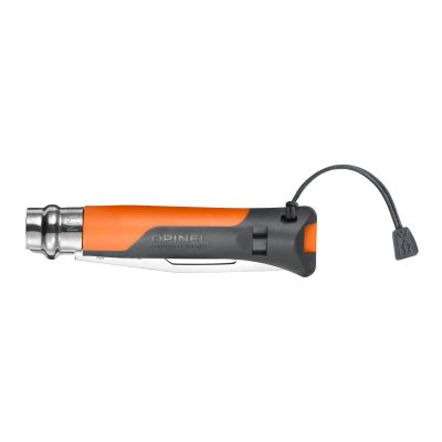 Cutit de buzunar cu fluier N°08, inox, 8,5 cm, "Outdoor", Soft Orange - Opinel