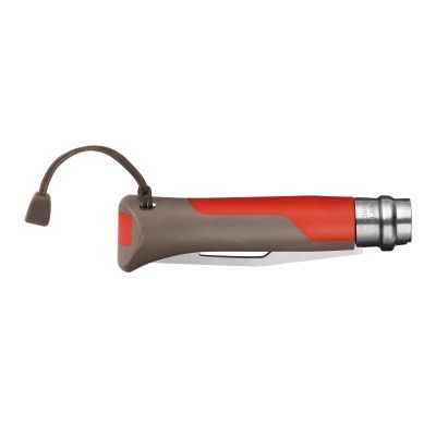 Cutit de buzunar cu fluier N°08, inox, 8,5 cm, "Outdoor", Red - Opinel
