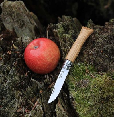 Cutit de buzunar N°09, inox, 9cm, "Tradition Luxe", Oak - Opinel