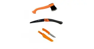 CBS1 Set topor Morakniv , fierastrau si cutit bushcraft orange