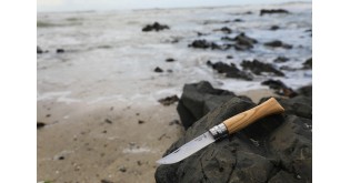 Cutit de buzunar N°08, inox, 8,5cm, "Tradition Luxe", Olive - Opinel
