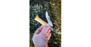 Cutit de buzunar N°08, cu teaca, inox, 8,5 cm, "Tradition Luxe", Olive - Opinel