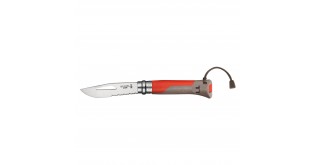 Cutit de buzunar cu fluier N°08, inox, 8,5 cm, "Outdoor", Red - Opinel