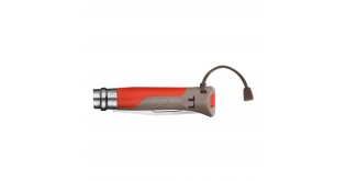 Cutit de buzunar cu fluier N°08, inox, 8,5 cm, "Outdoor", Red - Opinel