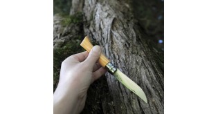 Cutit de buzunar N°09, inox, 9cm, "Tradition Luxe", Olive - Opinel