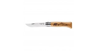 Cutit de buzunar N°08, inox, 8,5cm, "Engraved", Animalia Bear - Opinel