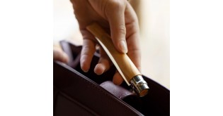 Cutit de buzunar N°10, cu teaca, inox, 10cm, "Effilé", Olive - Opinel