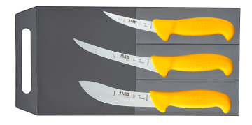 Set 3 cuțite profesionale de măcelărie JMB, mâner galben (BK02, BK61, BK21)