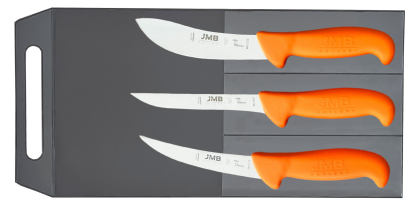 Set 3 cuțite profesionale de măcelărie JMB, mâner portocaliu (BK13, BK17, BK21)