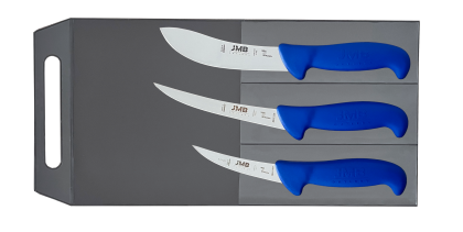 Set 3 cuțite profesionale de măcelărie JMB, mâner albastru (BK02, BK61, BK21)