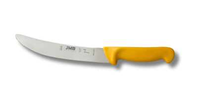 Cuțit de tranșat cu vârf rotunjit JMB BK23S 200, lamă rigidă 20 cm, mâner galben