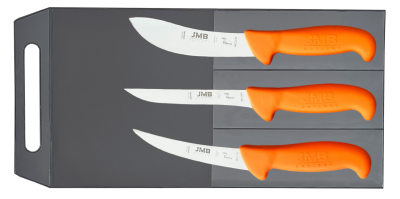 Set 3 cuțite profesionale de măcelărie JMB, mâner portocaliu (BK13, BK17, BK21)