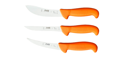 Set 3 cuțite profesionale de măcelărie JMB, mâner portocaliu (BK13, BK17, BK21)