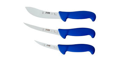Set 3 cuțite profesionale de măcelărie JMB, mâner albastru (BK02, BK61, BK21)